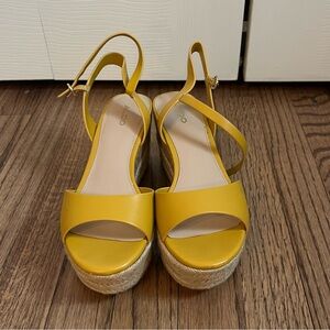 Aldo Mustard Yellow Wedge Sandals
